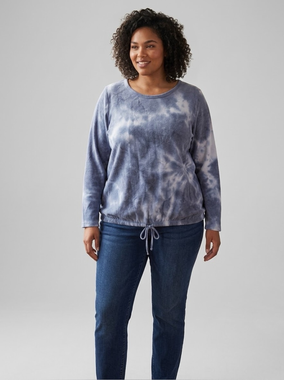 Lane Bryant Blue Tie-Dye Long Sleeve Pullover